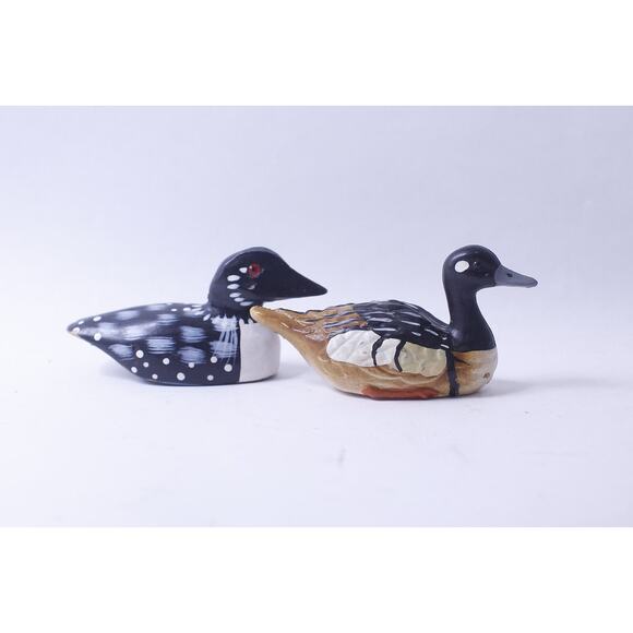 Two Wooden Ducks, Decorative Figures, Hand Painted, Vintage, ~ 240218-WH 818 - Picture 1 of 2